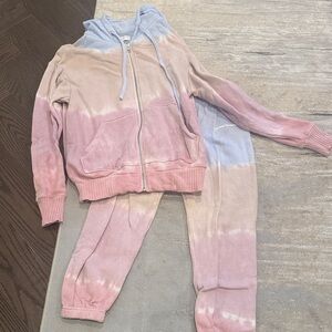 Spiritual gangster Pastel Tie-Dye Zip-Up Hoodie and sweatpants set  XS